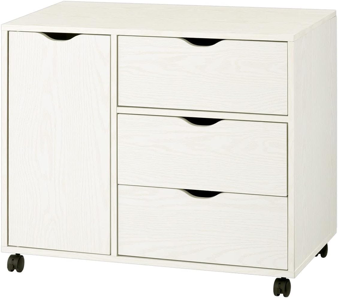 Amazon｜キャビネット 収納 キャスター付き 幅80×奥行39.5×高さ70cm